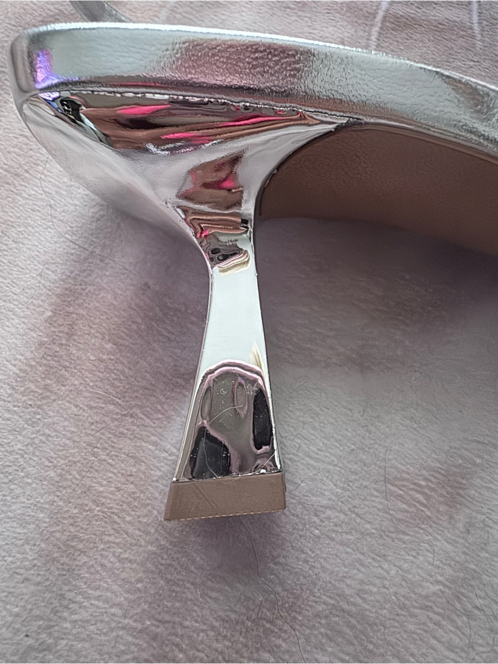 Zara Silver Pointed-Toe Slingback Kitten Heels SZ 7 - Picture 4 of 8